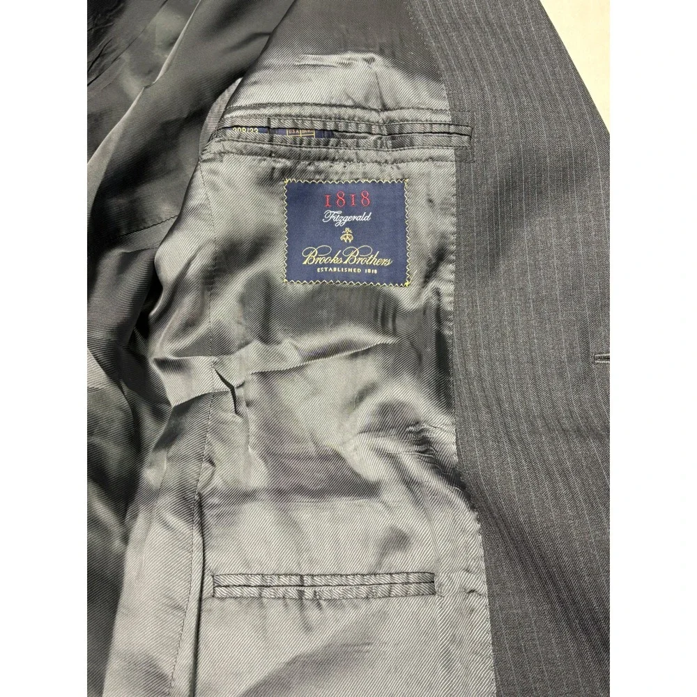 Brooks Brothers 1818 Fitzgerald Blazer 39R‎ Grey Pinstripe Wool Made Italy